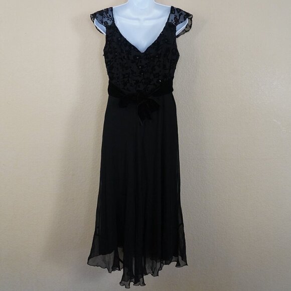 VTG 90s Johnathan Martin Whimsigoth Fairy Midi Babydoll Dress Silk Velvet Sequin - Picture 6 of 11